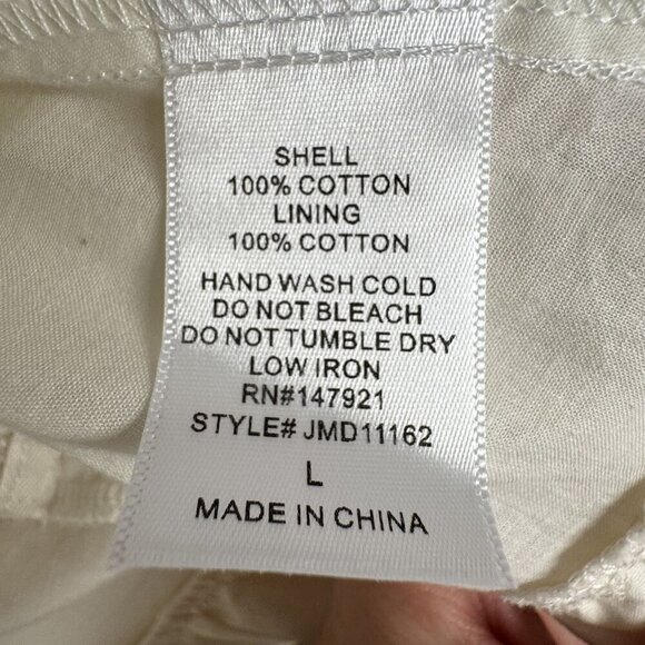 Just Me Beige Cotton Embroidered Short Bell Sleeve Ruffle Tier Mini Dress Size L - Picture 13 of 13